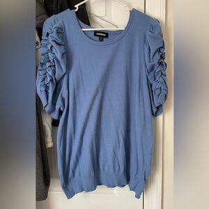 Short sleeve sweater puffy blue shirt in size XL